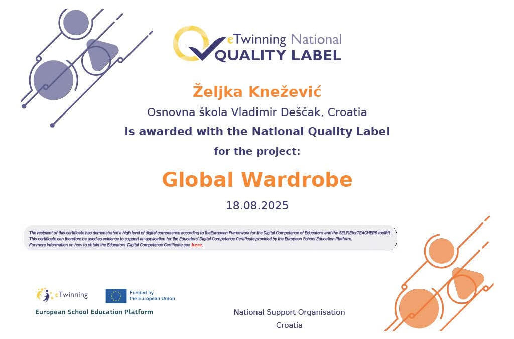GLOBAL WARDROBE osvojio Nacionalnu oznaku kvalitete